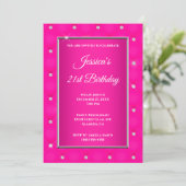 Invitation Faux Diamond Tufted Hot Pink Ombre 21e anniversair (Debout devant)