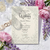 Invitation Faux effet de plâtre 3D Ange floral mariage