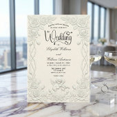 Invitation Faux effet de plâtre 3D Ange floral mariage