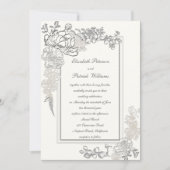 Invitation Faux Embossé Peony Pearl Mariage de calligraphie (Devant)