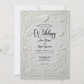 Invitation Faux Embossed 3D Relief Floral Formal Wedding (Devant)
