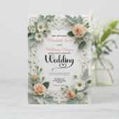 Invitation Faux Embossed Floral Elegance Spring Wedding (Debout devant)