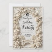 Invitation Faux Embossed Floral Relief Effect Classic Wedding (Devant)