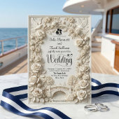 Invitation Faux Embossed Floral Relief Effect Classic Wedding