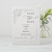 Invitation Faux Embossed Floral Wedding Save the Date I (Debout devant)