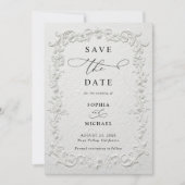 Invitation Faux Embossed Floral Wedding Save the Date  I (Devant)