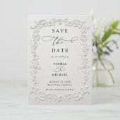 Invitation Faux Embossed Floral Wedding Save the Date  I (Debout devant)