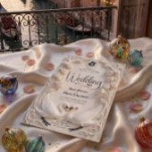 Invitation Faux Embossed Relief Sculpted Swans Wedding 