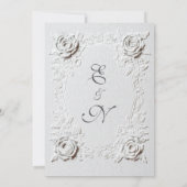 Invitation Faux Embossed Roses Elegant Script Formal Wedding (Dos)