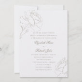 Invitation Faux Embossed Roses Pearl Formal Parents Wedding (Devant)