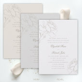 Invitation Faux Embossed Roses Pearl Modern Classic Wedding