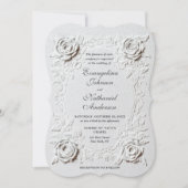 Invitation Faux Embossed Roses Script Elegant Formal Wedding (Devant)