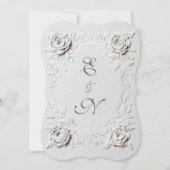 Invitation Faux Embossed Roses Script Elegant Formal Wedding (Dos)