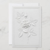 Invitation Faux Embossed White Rose Formal Wedding (Dos)