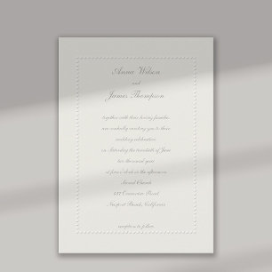 Invitation Faux Embossés Cadre Led Ecru Mariage Formel