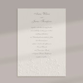 Invitation Faux Embossés Fleur sauvage Ecru Classic Mariage