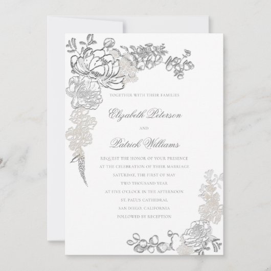 Invitation Faux Embossés Frame Formal Classic Mariage (Devant)