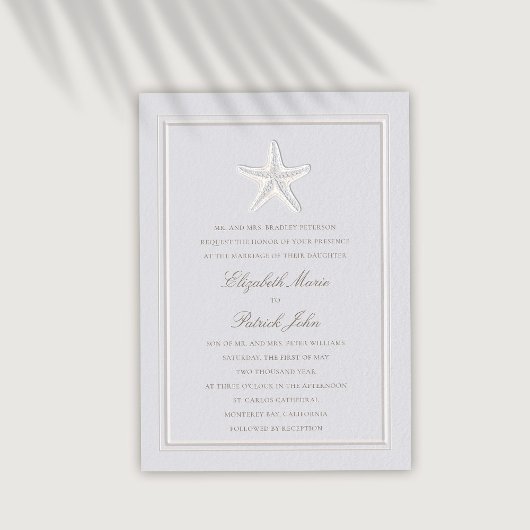 Invitation Faux Embossés Mariage officiel de la côte de la St