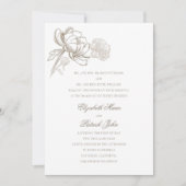Invitation Faux Embossés Peonies Parents Formels Mariage d'ac (Devant)
