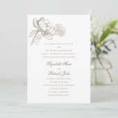 Invitation Faux Embossés Peonies Parents Formels Mariage d'ac (Debout devant)