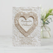 Invitation Faux Embroidery Timeless Lace Heart Formal Wedding (Debout devant)