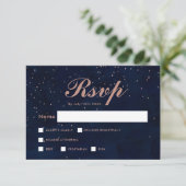 Invitation Faux étoiles d'or rose marine bleu aquarelle rsvp (Debout devant)