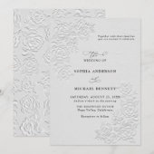 Invitation Faux faire-valoir de roses blanches pour invitatio (Devant / Derrière)