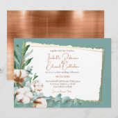 Invitation Faux Faux Foil Cotton Bureaux Turquoise Mariage (Devant / Derrière)
