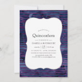 Invitation Faux feuille rayé Quinceanera (Devant)