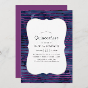 Invitation Faux feuille rayé Quinceanera
