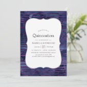 Invitation Faux feuilleté rayé Quinceanera (Debout devant)