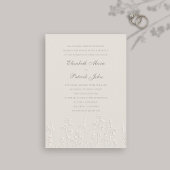 Invitation Faux Fleurs sauvages Embossés Ecru Mariage formel