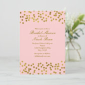 Invitation Faux Foil Confetti Dots Rose Pâle & Or (Debout devant)