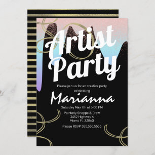 Invitation Faux Foil Foil Art Anniversaire