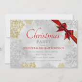 Invitation FAUX Foil Snowflakes Xmas Ribbon Silver (Devant)