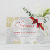 Invitation FAUX Foil Snowflakes Xmas Ribbon Silver (Debout devant)