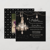 Invitation FAUX French Crystal Chandelier Draps Pearls Party (Devant / Derrière)