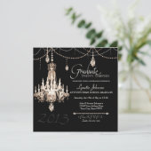 Invitation FAUX French Crystal Chandelier Draps Pearls Party (Debout devant)