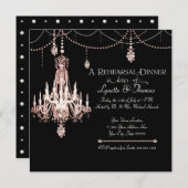 Invitation FAUX French Crystal Chandelier Draps Pearls Party (Devant / Derrière)