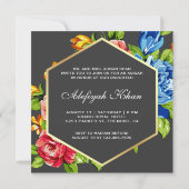 Invitation Faux géométrique Vibrant or Floral Islamique Aqiqa (Dos)