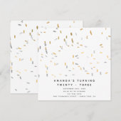 Invitation Faux Gold Argent Moderne Sprinkings Adultes Annive (Devant / Derrière)