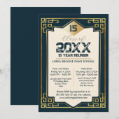 Invitation Faux Gold Art Déco 15 Année Réunion du lycée (Devant / Derrière)