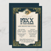 Invitation Faux Gold Art Déco 35 Année Réunion du lycée (Devant / Derrière)