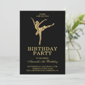 Invitation Faux Gold Ballet Girl Ballerina Anniversaire (Debout devant)