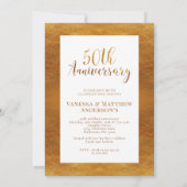 Invitation Faux Gold Calligraphie Floral 50e anniversaire (Dos)