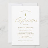 Invitation Faux Gold Calligraphie Genre Neutre Confirmation (Devant)