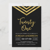 Invitation Faux Gold Chevron 21e fête d'anniversaire (Devant)