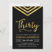 Invitation Faux Gold Chevron 30e fête d'anniversaire (Devant)