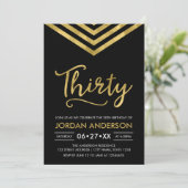 Invitation Faux Gold Chevron 30e fête d'anniversaire (Debout devant)