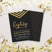 Invitation Faux Gold Chevron 80e fête d'anniversaire